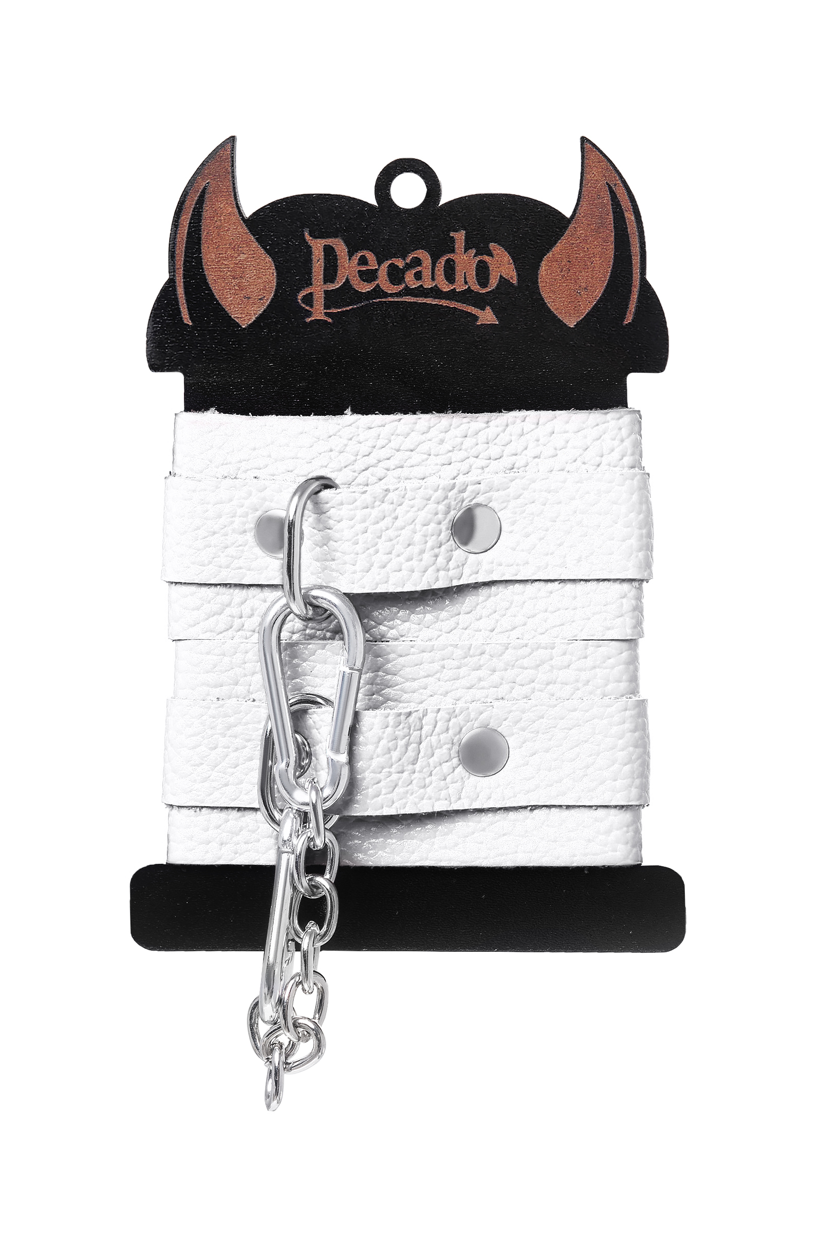 Наручники-браслеты кожаные Pecado BDSM мини со скруглёнными углами белые