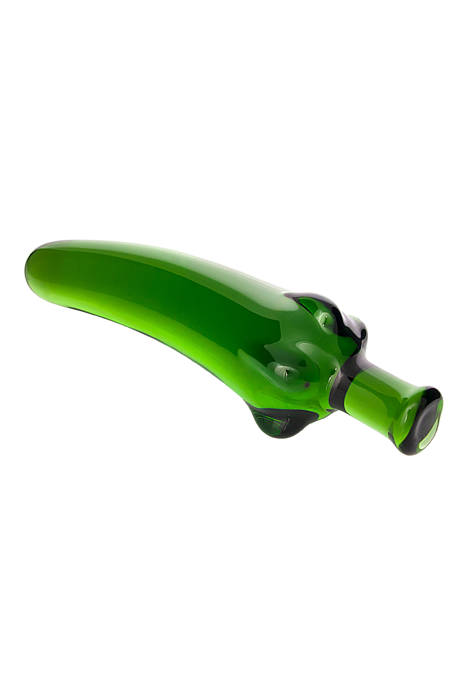 Стеклянный нереалистичный фаллоимитатор Sexus Glass, зеленый, 13,5 см