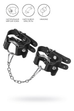 Наручники-браслеты кожаные Pecado BDSM из двух ремешков чёрные