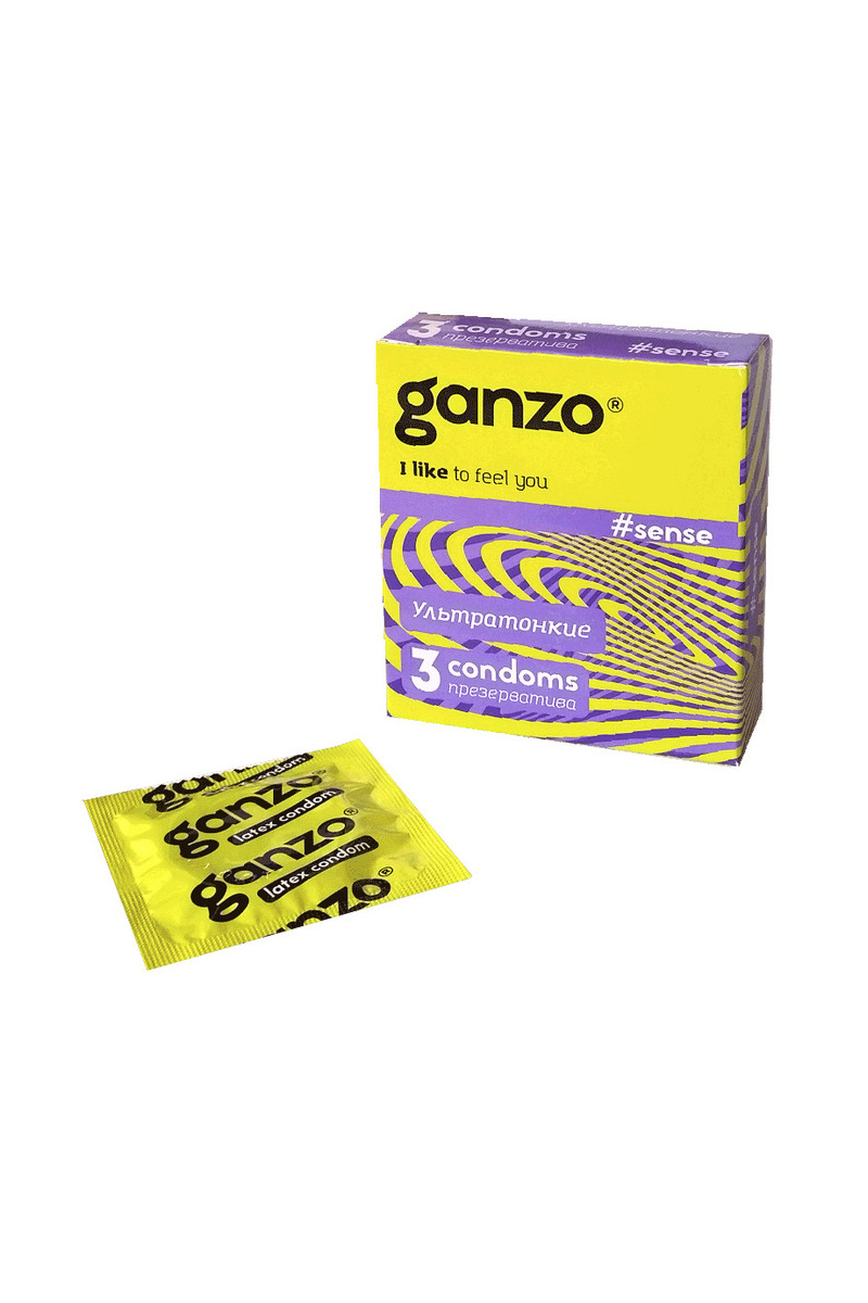 Ультратонкие презервативы Ganzo Sense 18 см 3 шт