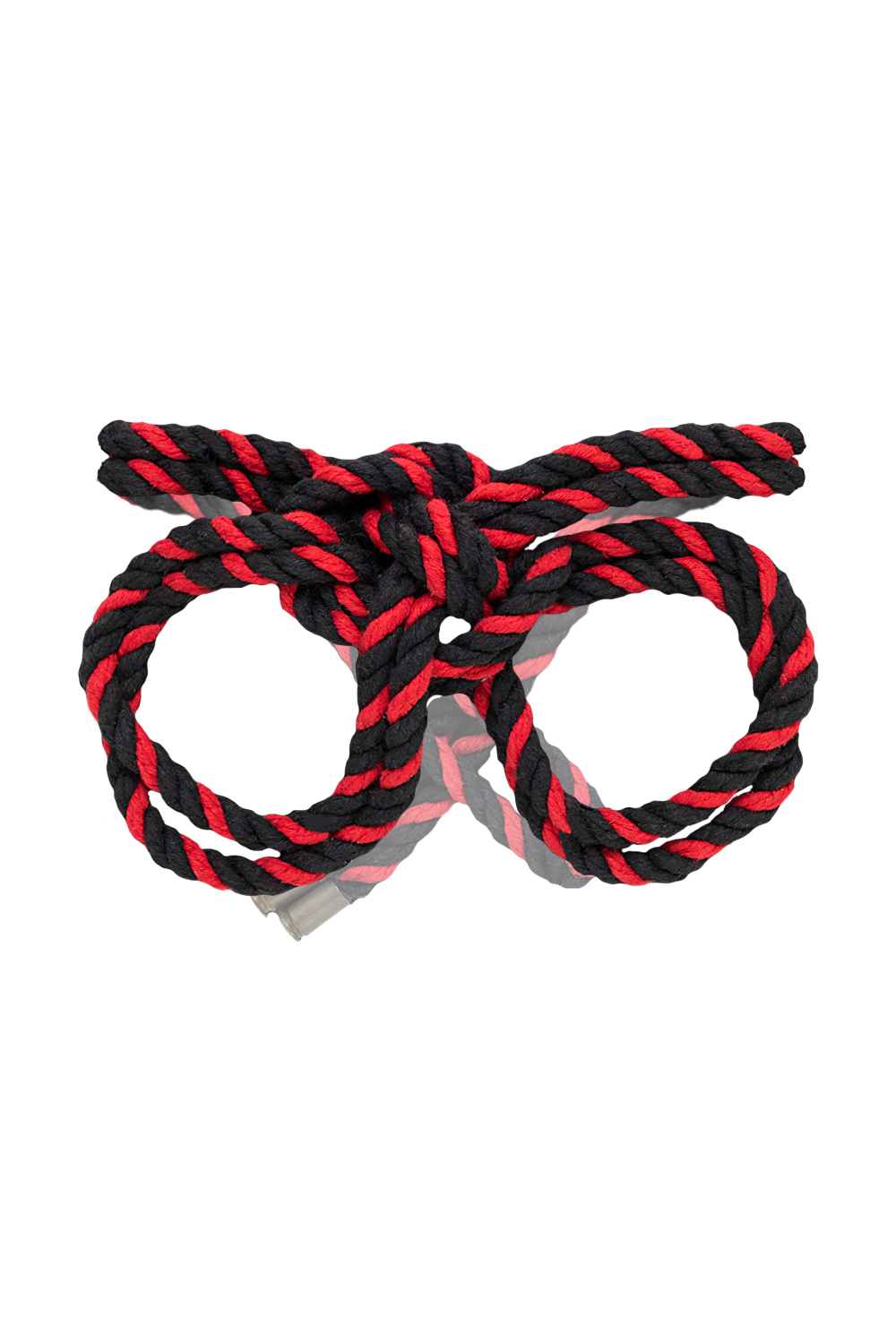 Наручники-оковы Pecado BDSM Узел-альфа из хлопковой веревки черно-красные 3,3 м