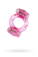 Эрекционное кольцо на пенис с двойной вибрацией Toyfa 818033-3 розовое
