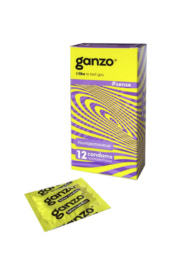 Ультратонкие презервативы Ganzo Sense 18 см 12 шт