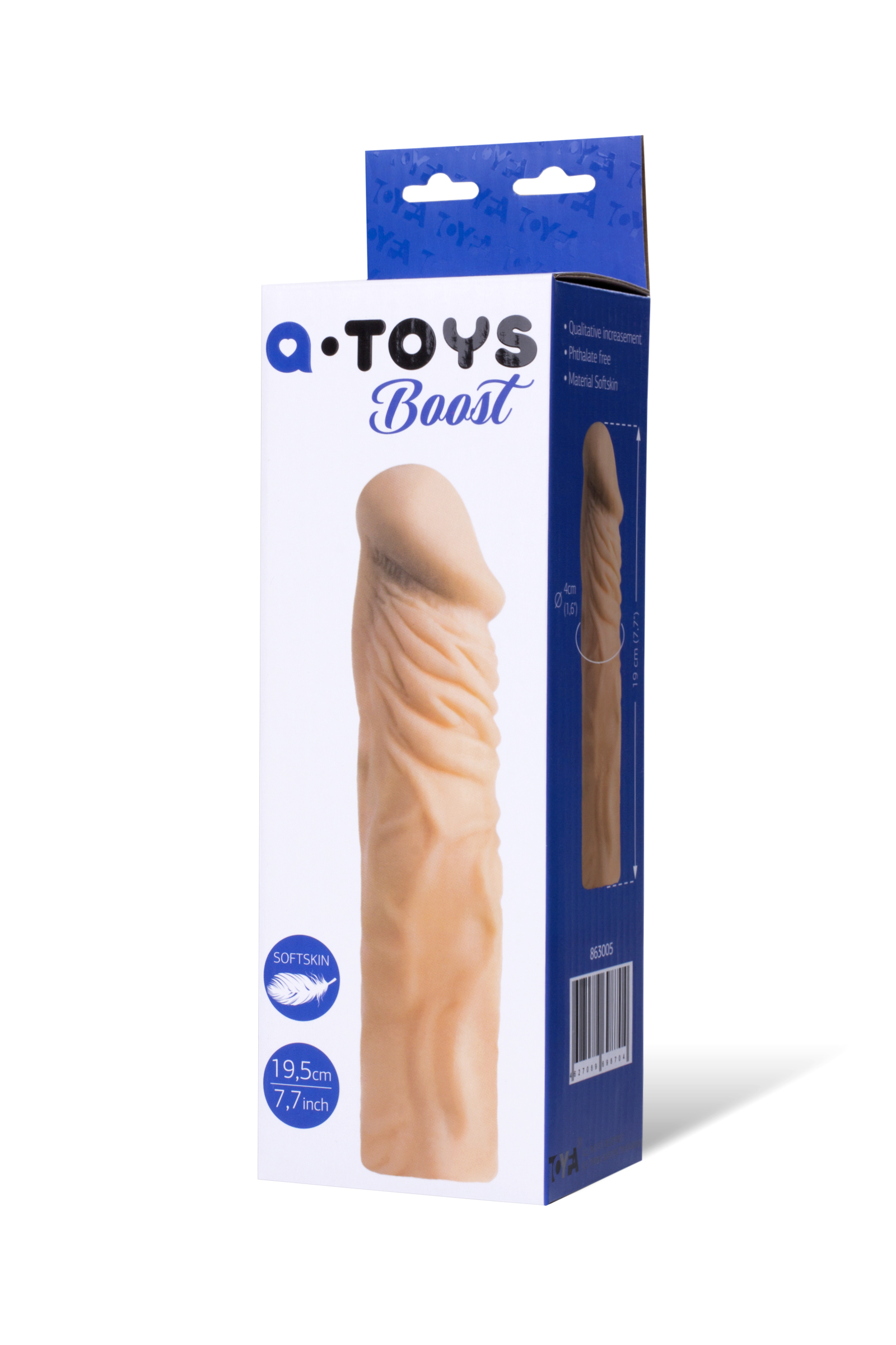 Насадка на пенис Toyfa A-Toys SoftSkin телесная 19,5 см