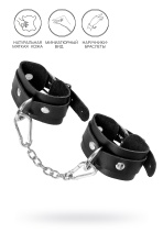 Наручники-браслеты кожаные Pecado BDSM мини со скруглёнными углами чёрные