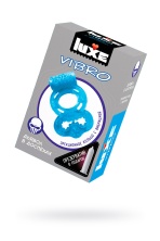 Комплект виброкольцо Luxe Vibro Дьявол в доспехах и презерватив голубой 18 см