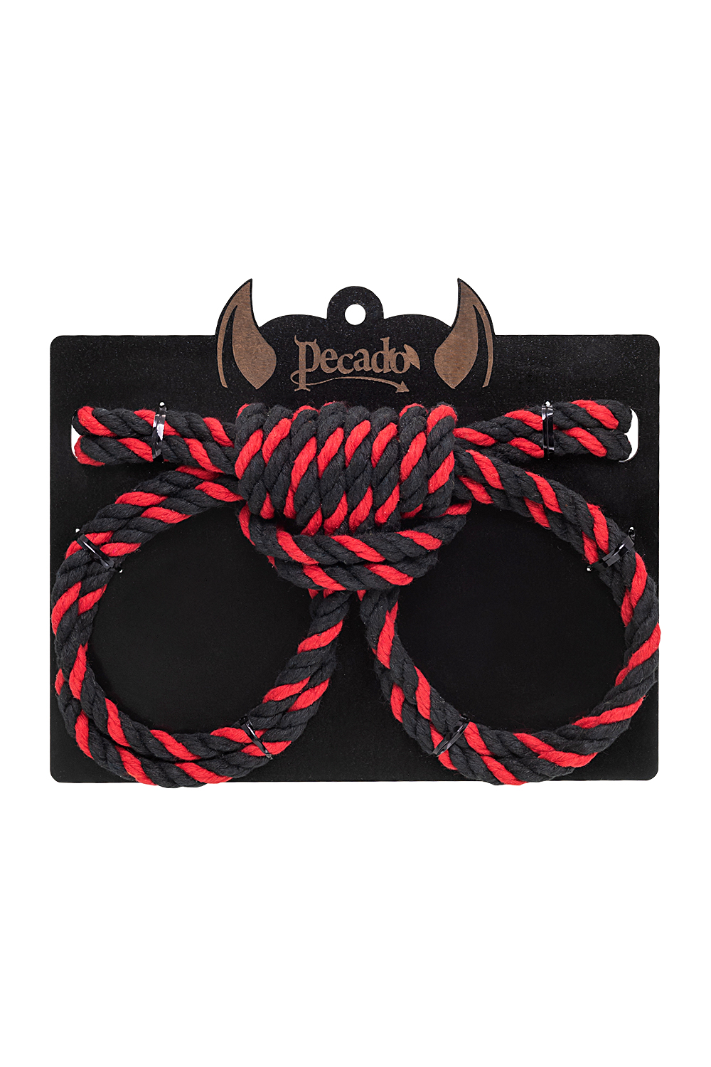 Наручники-оковы Pecado BDSM Узел-омега из хлопковой веревки черно-красные 3,5 м