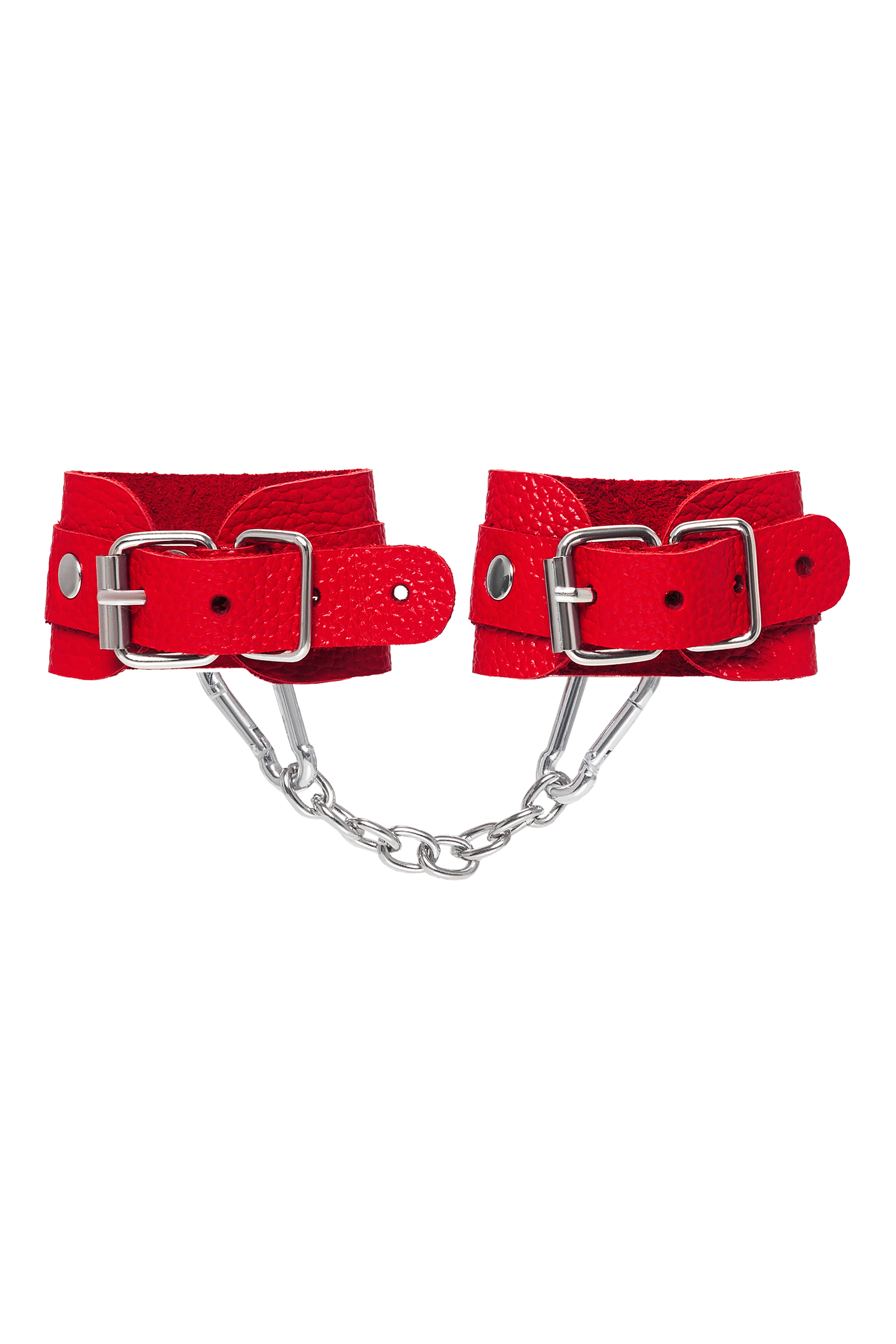 Наручники-браслеты кожаные Pecado BDSM мини со скруглёнными углами красные