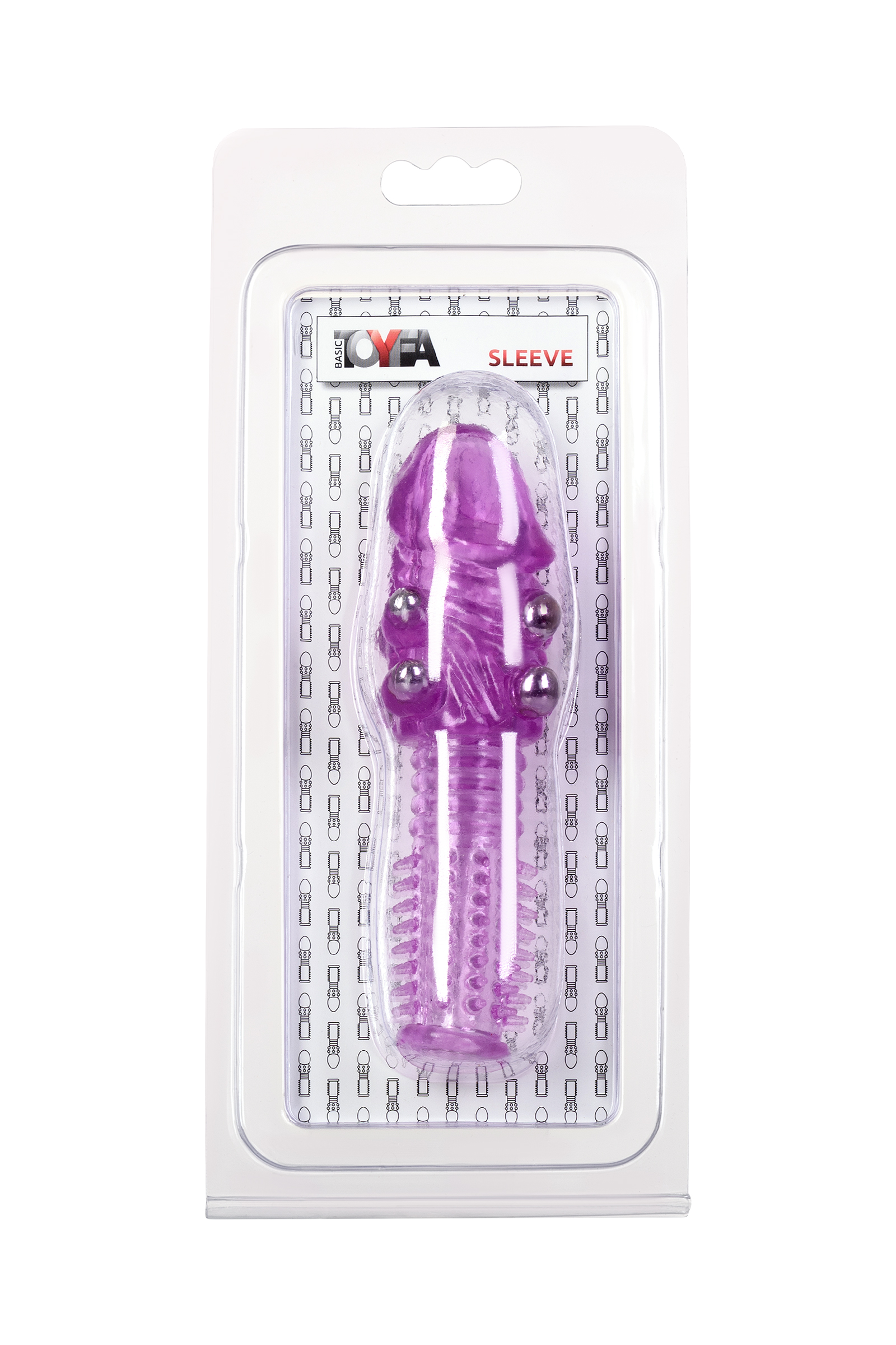 Насадка на пенис с шариками Toyfa фиолетовая 13,5 см