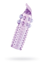 Насадка на пенис с шариками Toyfa фиолетовая 13 см
