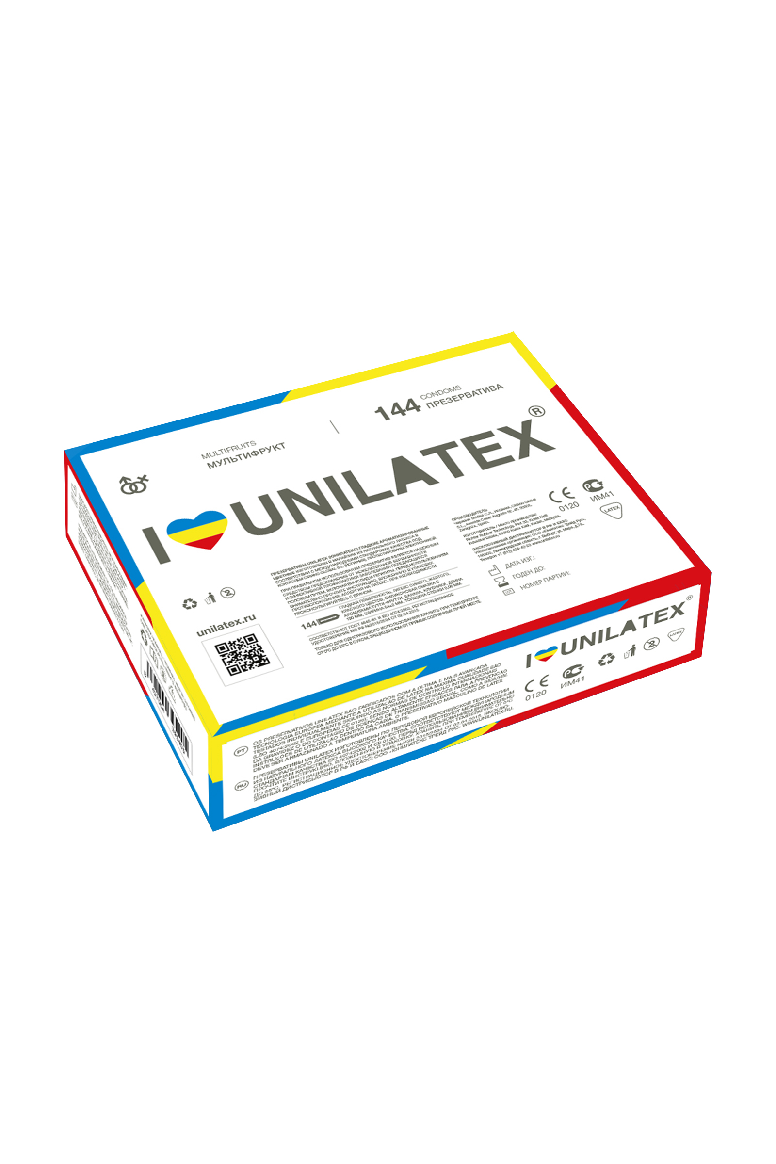 Цветные ароматные презервативы Unilatex Multifrutis 19 см 144 шт