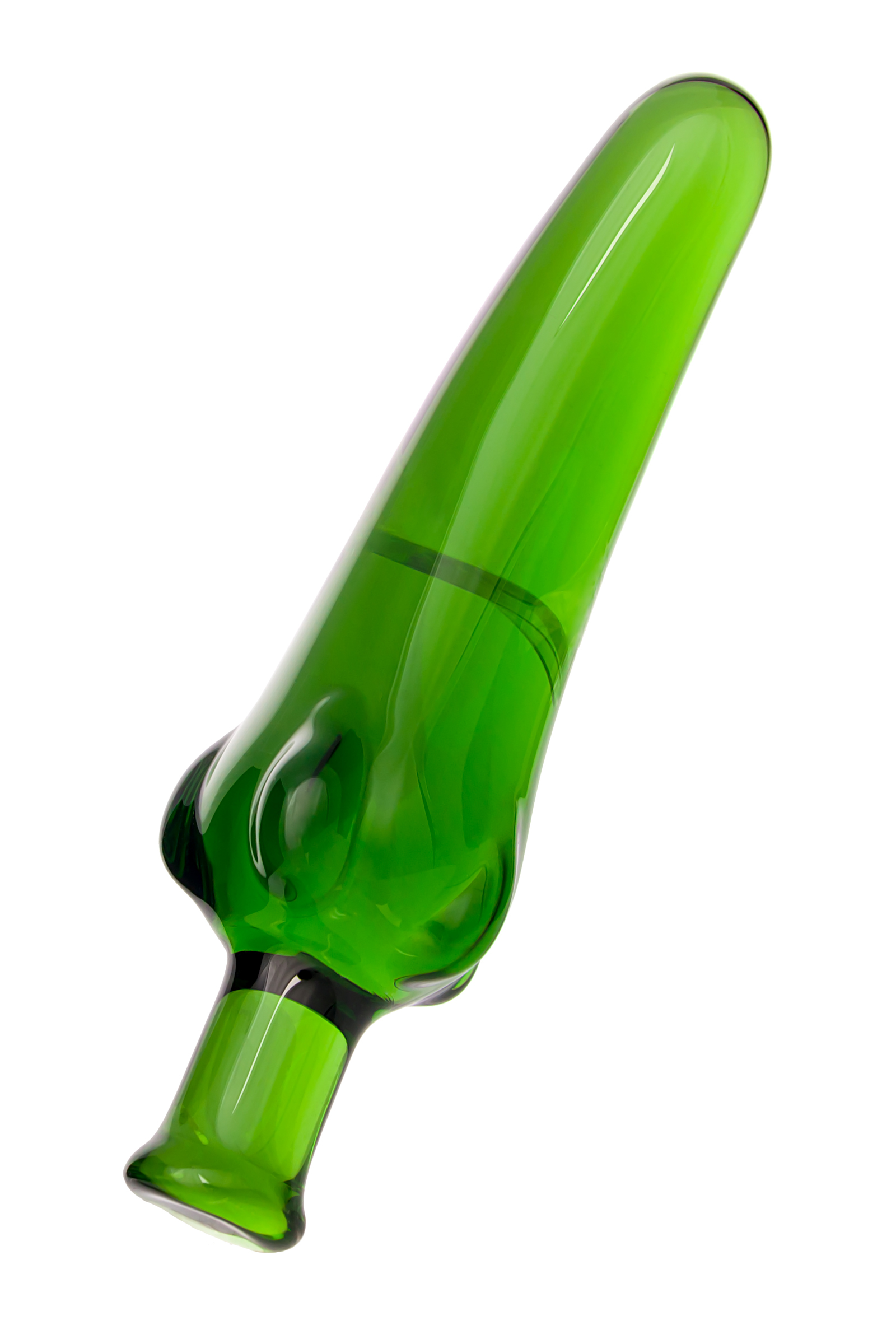 Стеклянный нереалистичный фаллоимитатор Sexus Glass, зеленый, 13,5 см