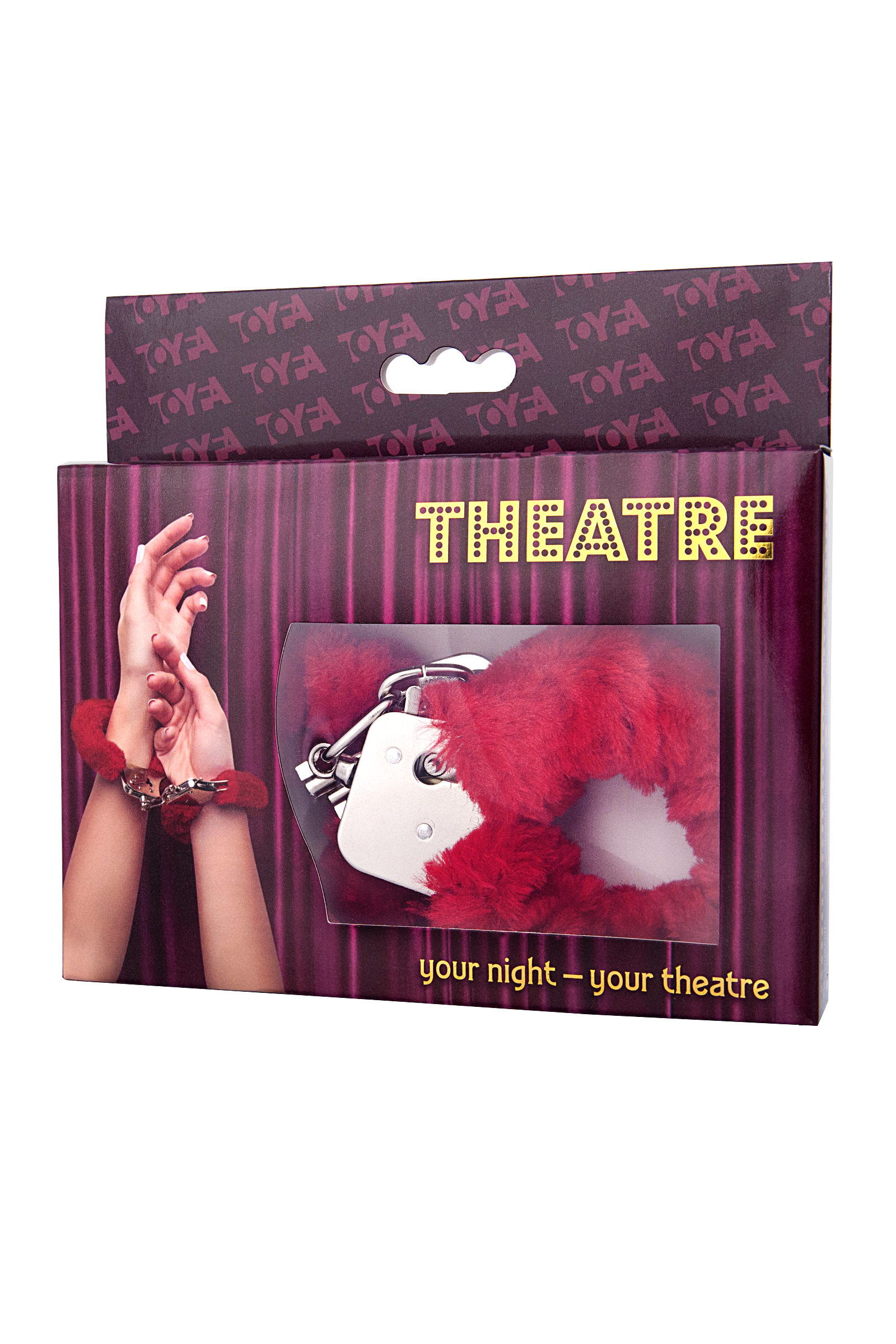 Меховые наручники Toyfa Theatre красный 28 см